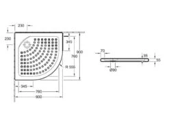 Villeroy & Boch O.novo - Douchebak, 900x900 Mm, Alpine Wit 62099001 -Villeroy & Boch 1edbabb62a5ac62335a64f6a