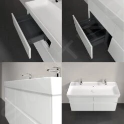 Villeroy & Boch Collaro - Wastafelonderkast, 1154x546x444 Mm, 4 Laden, Glossy White C01200DH -Villeroy & Boch 25a547b1bf2949731e6e80cb