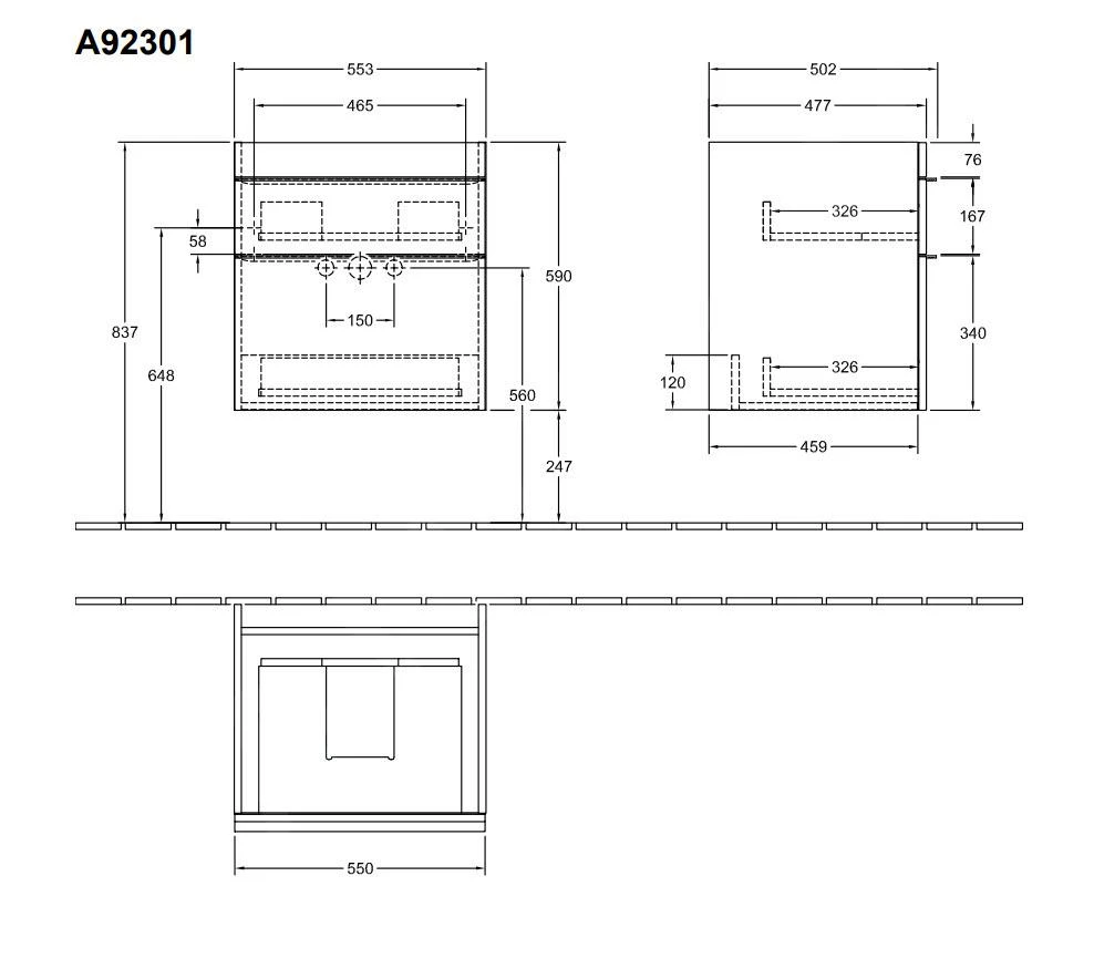 Villeroy & Boch Venticello - Wastafelkast, 553x590x502 Mm, 2 Laden, Glosy White A92301DH 4 Villeroy & Boch Venticello - Wastafelkast, 553x590x502 Mm, 2 Laden, Glosy White A92301DH - Afbeelding 2