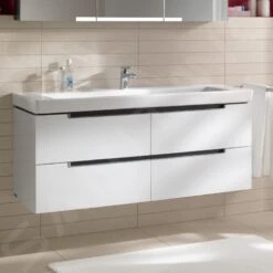 Villeroy & Boch Subway 2.0 - Wastafelonderkast, 1287x520x449 Mm, 4 Lades, Glossy White A69810DH -Villeroy & Boch 46a420e7bb8321add918a1d8