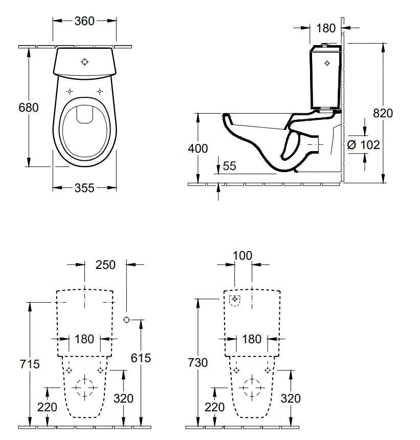 Villeroy & Boch O.novo - Hangende Toiletpot, Afvoer Achteraan, Alpine Wit 66231001 4 Villeroy & Boch O.novo - Hangende Toiletpot, Afvoer Achteraan, Alpine Wit 66231001 - Afbeelding 2