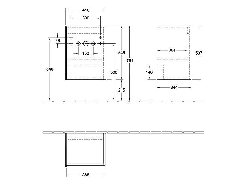 Villeroy & Boch Collaro - Wastafelkast, 410x546x344 Mm, 1 Deur, Scharnieren Rechts, Mat Zwart C00501PD 4 Villeroy & Boch Collaro - Wastafelkast, 410x546x344 Mm, 1 Deur, Scharnieren Rechts, Mat Zwart C00501PD - Afbeelding 2
