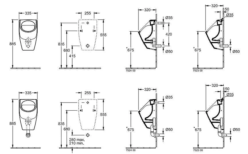 Villeroy & Boch O.novo - Urinoir, 335x560x320 Mm, Alpine Wit 75230001 4 Villeroy & Boch O.novo - Urinoir, 335x560x320 Mm, Alpine Wit 75230001 - Afbeelding 2