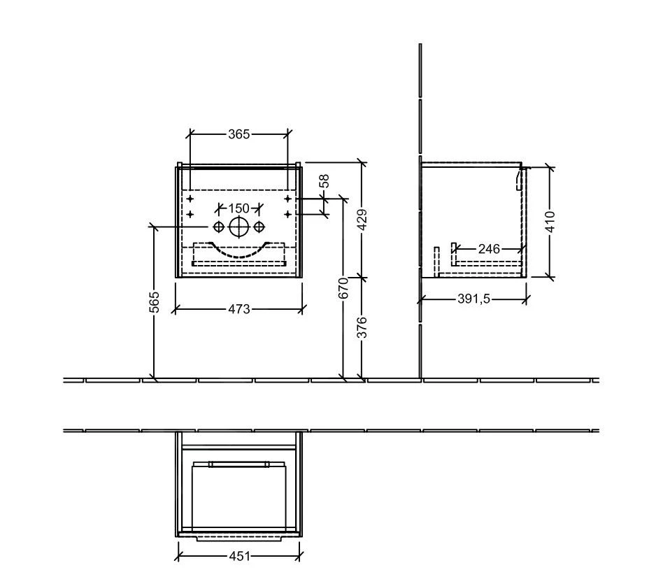 Villeroy & Boch Subway 3.0 - Wastafelonderkast, 473x429x408 Mm, 1 Lade, Grafiet C58000VR 4 Villeroy & Boch Subway 3.0 - Wastafelonderkast, 473x429x408 Mm, 1 Lade, Grafiet C58000VR - Afbeelding 2
