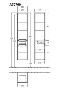 Villeroy & Boch Subway 2.0 - Hoge Badkamerkast, 1650x370x350 Mm, Glossy White A70700DH -Villeroy & Boch 82b6b946e93717752bb766c5 2