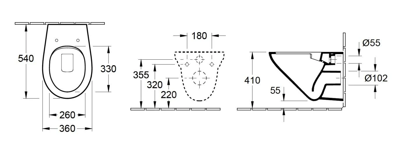 Villeroy & Boch O.novo - Hangend Toilet Met Wc-bril SoftClosing, DirectFlush, Alpine Wit 7682HR01 4 Villeroy & Boch O.novo - Hangend Toilet Met Wc-bril SoftClosing, DirectFlush, Alpine Wit 7682HR01 - Afbeelding 2
