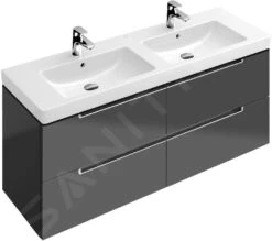 Villeroy & Boch Subway 2.0 - Wastafelkast, 1287x420x449 Mm, 4 Laden, Glossy Grey A69200FP