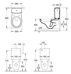 Villeroy & Boch O.novo - Stortbak Voor Staande Toiletpot, Met Zij- En Achteraansluiting, Alpine Wit 7796G101 -Villeroy & Boch 9c473fea3c24cc26889130d5 1