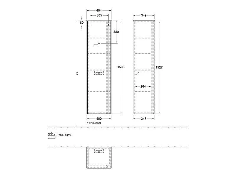 Villeroy & Boch Collaro - Hoge Spiegelkast, 404x1538x349 Mm, 1 Deur, Scharnieren Rechts, Mat Zwart C036F1PD 4 Villeroy & Boch Collaro - Hoge Spiegelkast, 404x1538x349 Mm, 1 Deur, Scharnieren Rechts, Mat Zwart C036F1PD - Afbeelding 2