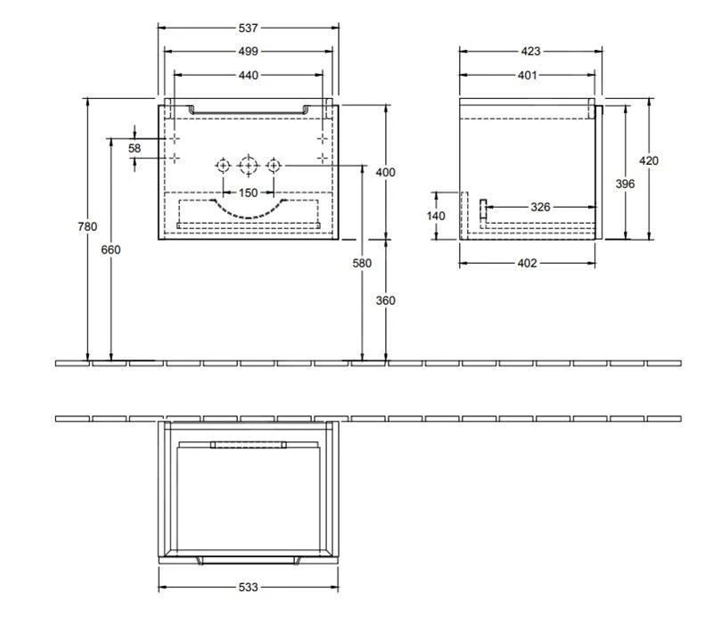 Villeroy & Boch Subway 2.0 - Wastafelkast, 537x420x423 Mm, 1 La, Glossy White A68600DH 4 Villeroy & Boch Subway 2.0 - Wastafelkast, 537x420x423 Mm, 1 La, Glossy White A68600DH - Afbeelding 2