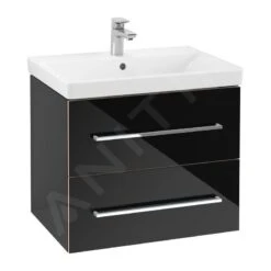 Villeroy & Boch Avento - Wastafelkast, 630x514x452 Mm, 2 Laden, Crystal Black A89000B3
