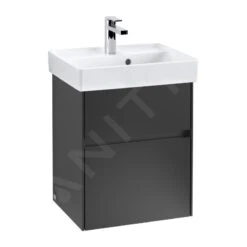 Villeroy & Boch Collaro - Wastafelkast, 460x546x374 Mm, 2 Laden, Mat Zwart C00600PD