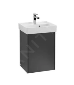 Villeroy & Boch Collaro - Wastafelkast, 410x546x344 Mm, 1 Deur, Scharnieren Rechts, Mat Zwart C00501PD